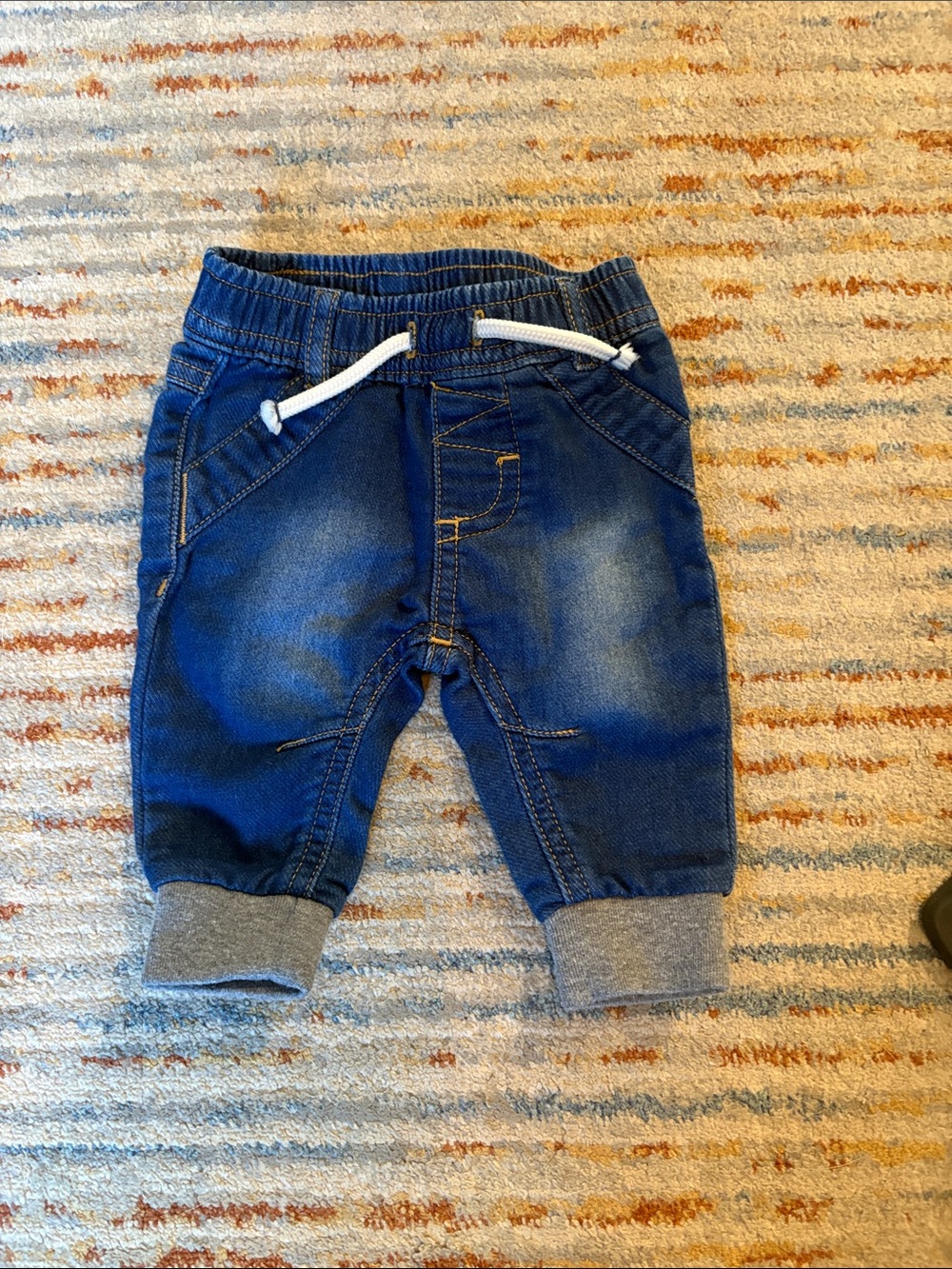 Cat & Jack Dark Blue Denim Jogger Pants with White Drawstring